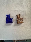Boyd Glass Vintage Carousel Horse Figurines Blue and Marigold Carnival Glass