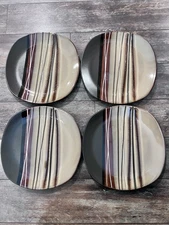 Set of 4 Home Trends Bazaar Brown Square Dinner Plates 10 3/4"