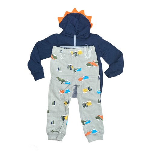 Carter's Boys Part Dino Spiked Hood Pullover & Jogger, V-Neck 2 Piece Set (6M) - Picture 2 of 2