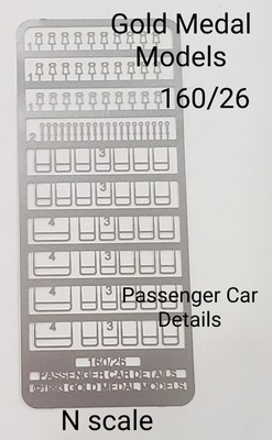 N Scale RR Passenger Car Etch Details  Stainless Steel  Gold Medal Models   USA