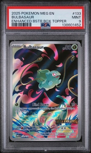 2025 POKEMON MEG EN-MEGA EVOLUTION ENHANCED BOOSTER BOX TOPPER BULBASAUR PSA 9