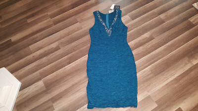 Gossip girl Romeo Juliet women's L size teal color  sleeveless  party dress NWT