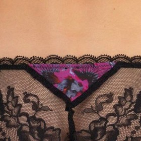 Lise Charmel Soir en Soie Purple Floral Lace V-Kini Panty L75317 Size Medium