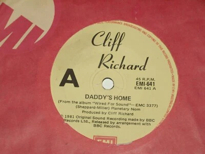 CLIFF RICHARD *RARE OZ 7" 45 ' DADDY'S HOME ' 1981 VGC+ - image 1 of 2
