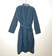 GARMENTEX Classic Fit Collection Men's MEDIUM Long ROBE 100 COTTON GREEN Plaid