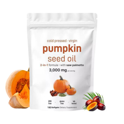 Pumpkin Seed Oil Saw Palmetto 3000 mg - Bladder Health, Immune Support us stock