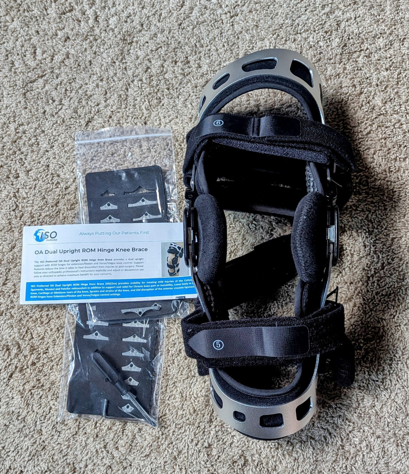 ISO Preferred Medium LEFT OA Dual Upright ROM Hinge Knee Brace ISO-KN221L