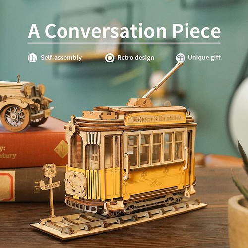 Rolife 3D Wooden Puzzle for Adults Modeling to Build Tram Car Rolife 3D Wooden Puzzle for Adults Modeling to Build Tram Car