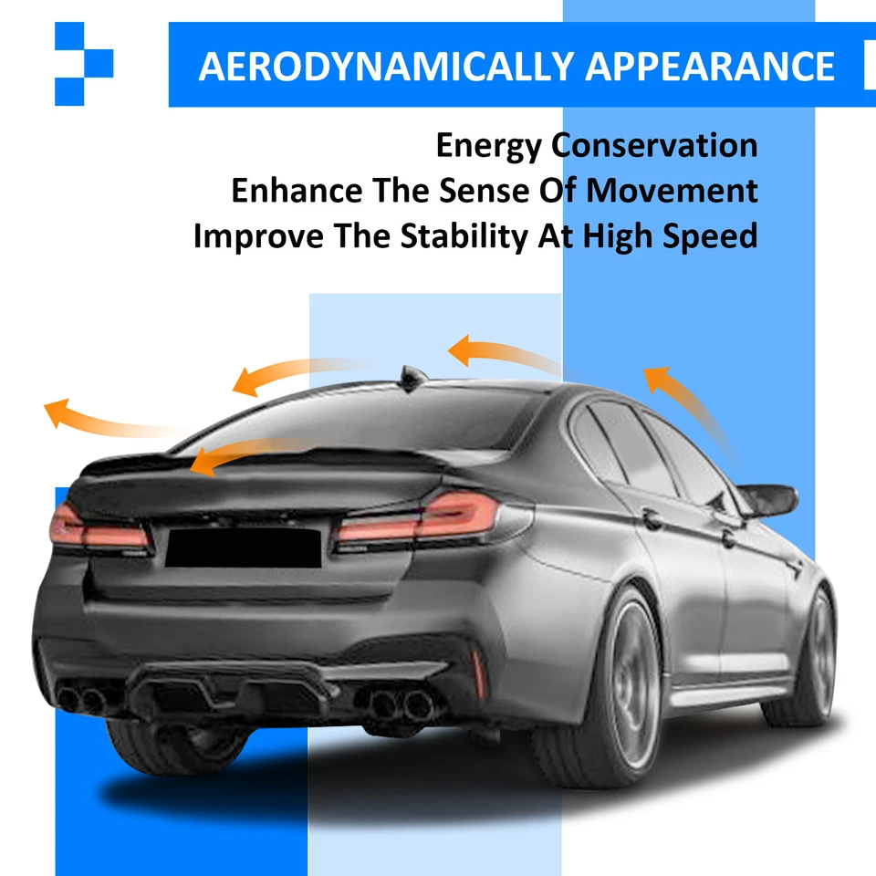 For 2017+ BMW 5-Series G30 G38 530i F90 M5 CS Style Trunk Spoiler Wing Gloss Blk - Image 4 of 4