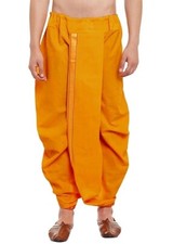 Men's Ethnic Cotton Readymade Dhoti For Wedding Puja Festival Mango color