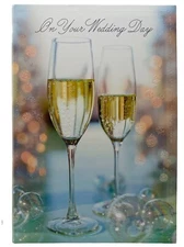 Wedding Card Champagne Glasses Glitter Hallmark Expressions Card NEW