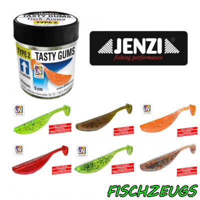 JENZI Type2 Forellenköder Trout Paddle UV Glitter Gummiköder 5cm Fisch Aroma