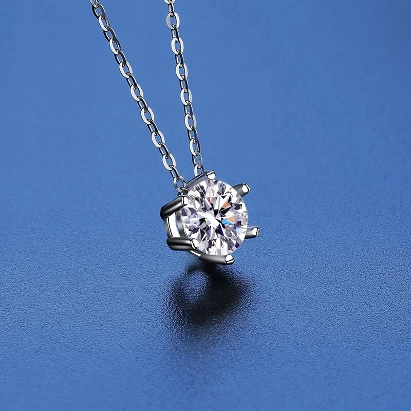 Collana Solitario Moissanite 1CT in Argento Sterling 925 Certificata GRA FRY109 - Immagine 2 di 4