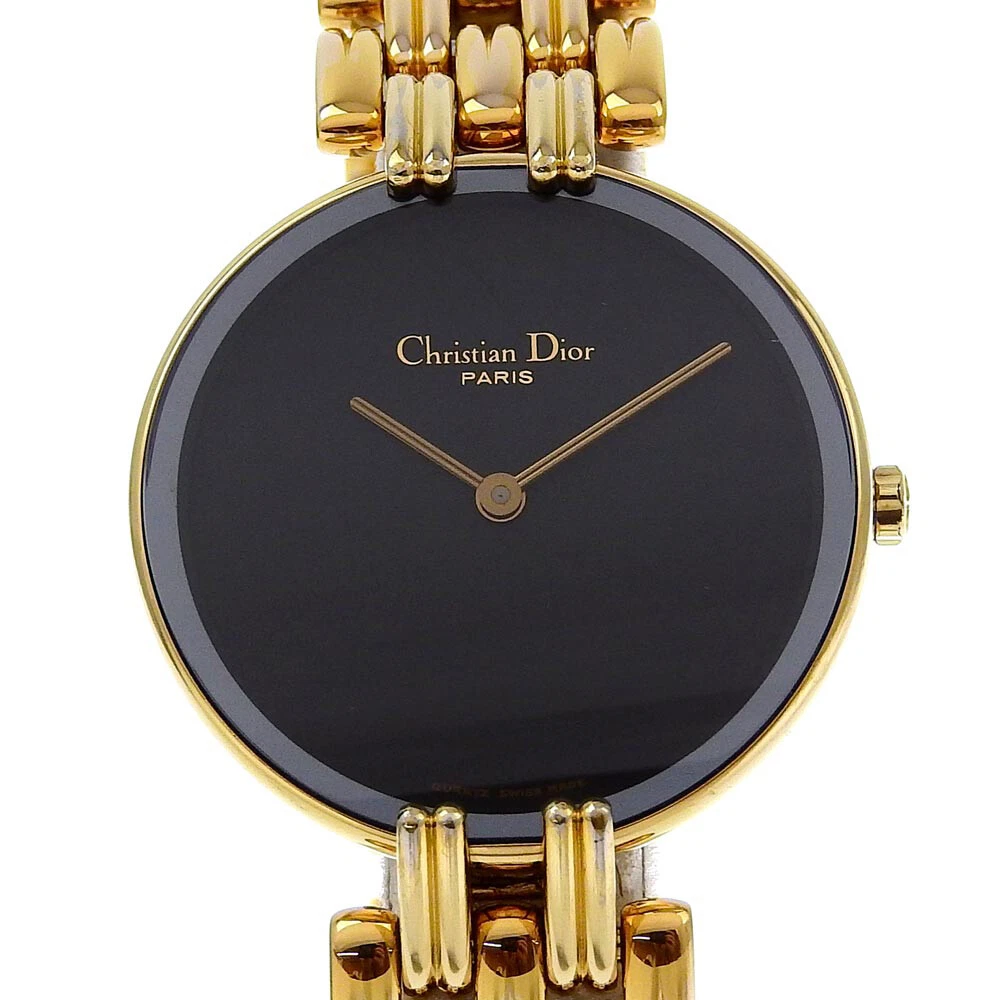 Dior 46154 3 Bakira Watches blackDial Plated Gold Quartz Analog display Women