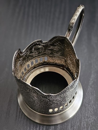 7.5oz Traditional Granyoniy Tea Glass with Russian Tea Glass Holder Podstakannik - Picture 13 of 14