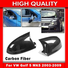 Carbon Fiber Black Side Wing Mirror Cover Caps For VW Golf GTI Jetta MK5 03~2009