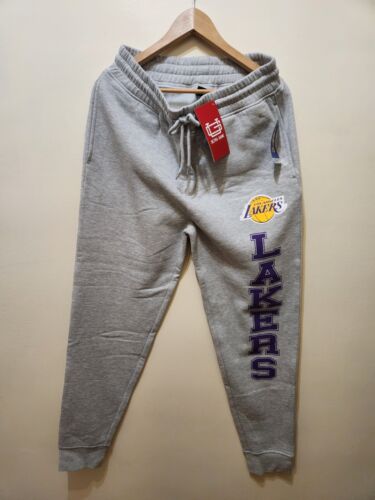 NEW Los Angeles Lakers NBA Basketball Tapered Sweat Pants Joggers Gray Medium