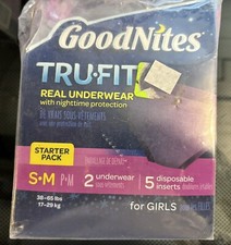 Goodnites TRU-FIT Nighttime Protection 5 Pack Girls S/M INSERTS Only
