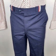 Vintage 70s Barry Bell Bottom Pants Mens 34 30 Wide Leg Navy Disco Mod Nik 1970s