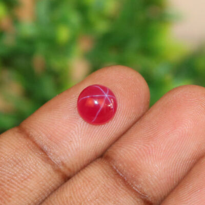 Natural 6 Rays Red Star Ruby 1.75 Ct. Round Cabochon Loose Gemstone STR-205