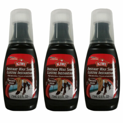 (3 Pack) NEW Kiwi Liquid Wax Instant No-Buff Shine, Brown 2.50 Ounces