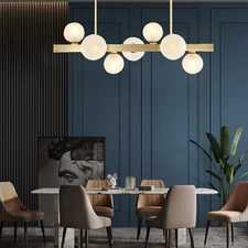 Mid Century Modern Chandelier Linear Chandeliers 7-Light Gold Pendant Light LED