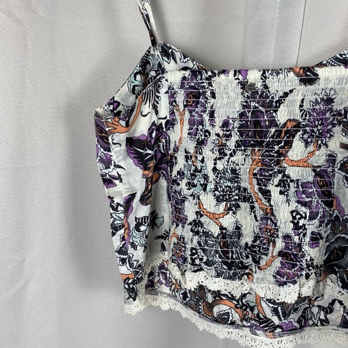 Vintage Women's Billabong Size 12 Multicolored Lace Trim Pullover Crop Top - Picture 16 of 17