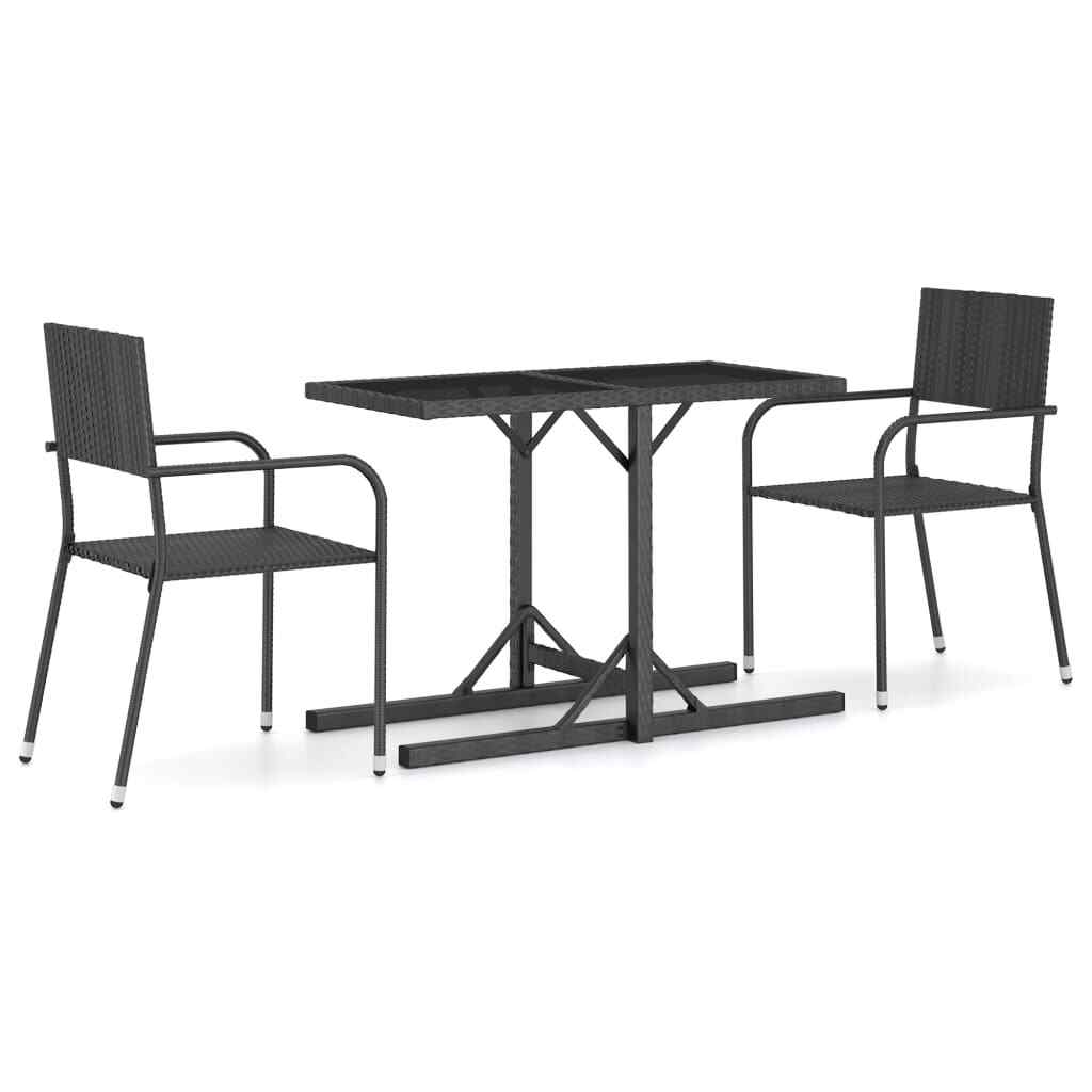 3 Piece Patio Dining Set Black vidaXL eBay