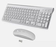 Wireless Keyboard and Mouse Combo,Ultra Slim with Mute Whispe-Quiet Keys for Lap