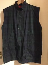 Highland British Outdoor Country Wear Bodywarmer. Navy And Green Check, Size M.