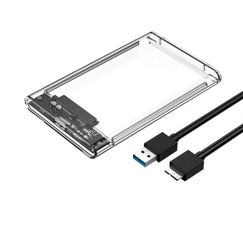 USB 3.0 Hard Drive Disk HDD SSD 2.5" SATA Enclosure External Laptop Case Clear