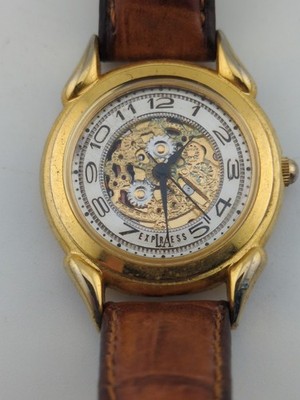 LA Express Gold & Silver Tone Gear Theme Face Quartz Watch Steampunk, Vintage 