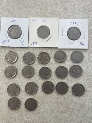 Lot of 20 Buffalo and V Nickels - 1895-1937  - all different 3 carded  #116