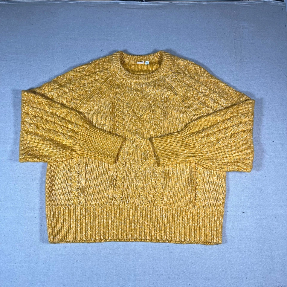 Suéter de punto Gap Cable amarillo grueso pescador algodón acogedor para mujer 2XL Foto 2 de 4