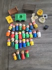 New ListingVintage Fisher Price Little People Wood & Plastic Figure Lot Of 24 &accessories