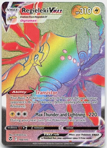 Regieleki VMAX 198/195 Rainbow Rare Silver Tempest Pokemon Near Mint