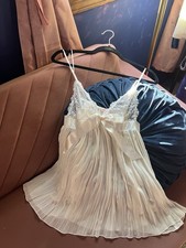 Victoria  s Secret Ivory Satin Chiffon Chemise Baby Doll Nightie Lace Sm Bridal