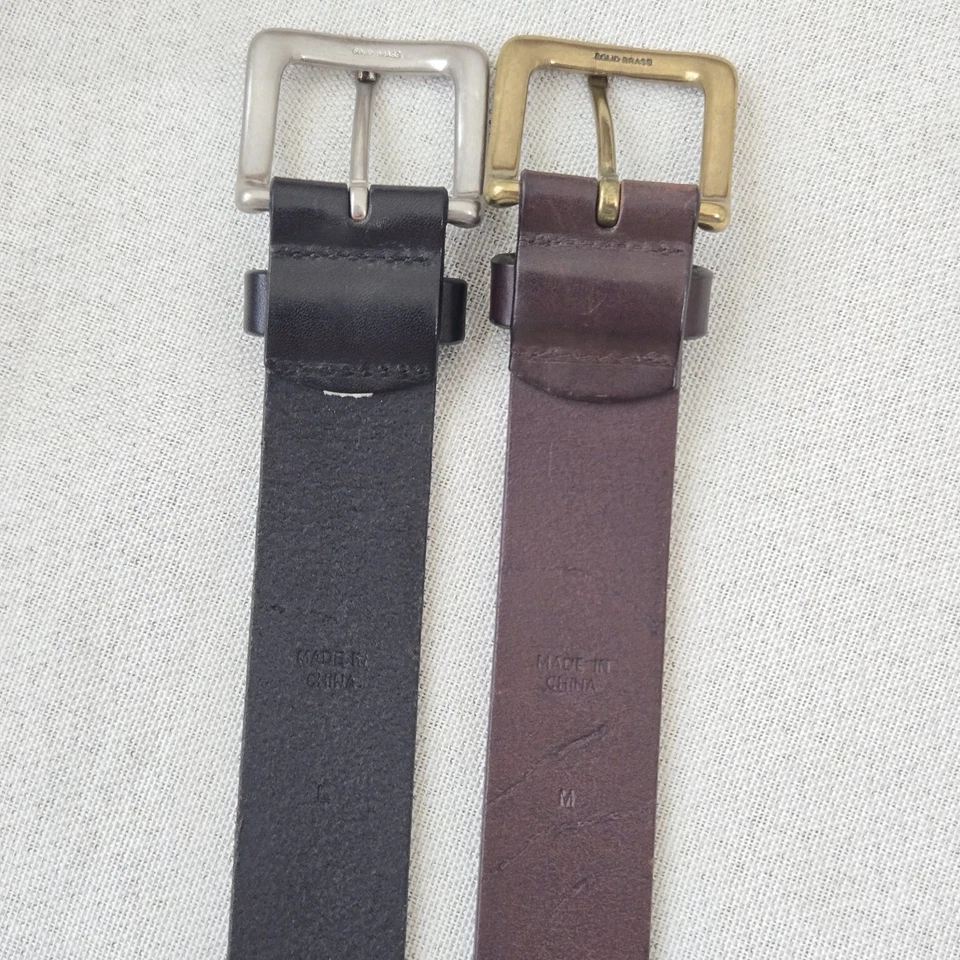 Lauren Ralph Lauren皮带2件女式中号棕色和黑色皮革波西米亚时尚 — 第 2/4 张图片