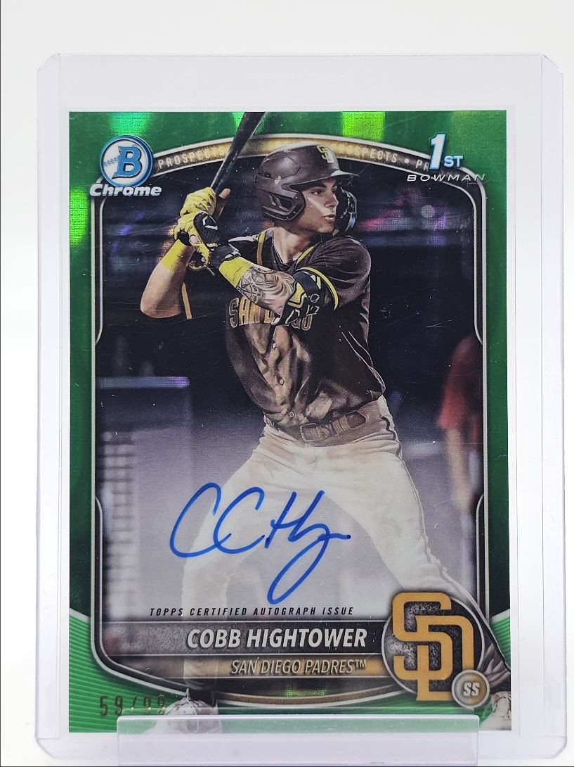 COBB HIGHTOWER 2025 BOWMAN CHROME 1ST GREEN LAVA PADRES AUTO /99 Q4364