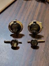 Rare Swank Vintage cufflinks and 2 Tux studs with a black mother-of-pearl inlay.