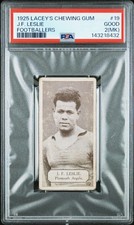 1925 LACEY'S CHEWING GUM FOOTBALLERS #19 JACK F. LESLIE PSA 2 MK