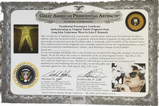 JFK  John F. Kennedy Long Johns w/COA + Statue of Liberty & Liberty Bell Medals