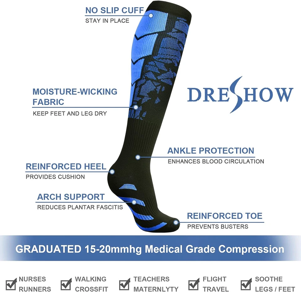 Calze a Compressione Graduata per Uomo E Donna Calze Elastiche Sportive per Atle - Immagine 4 di 4