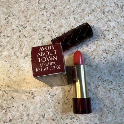 NEW Vintage 70s Avon About Town Lipstick .13 oz Persimmon Box Retro Art Deco