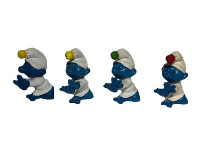 smurfbully Rare VTG Smurf Set 4x Sleepwalker Variants 20021 Red Green Yellow