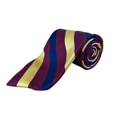 Vintage Brooks Brothers Burgundy Yellow  Blue 100 Silk Striped Tie Classic