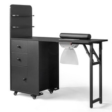 Foldable Manicure Table for Nail Tech, Nail Desk Station Makeup Storage Table