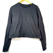 Lululemon Dark Gray Open Back Crewneck Sweatshirt Pockets Womens Size 12
