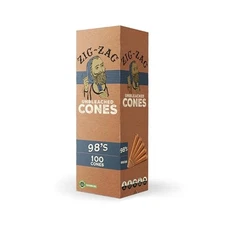 ZIG-ZAG Pre Rolled Cones Unbleached 98mm Size (100 Cones) Rolling Papers