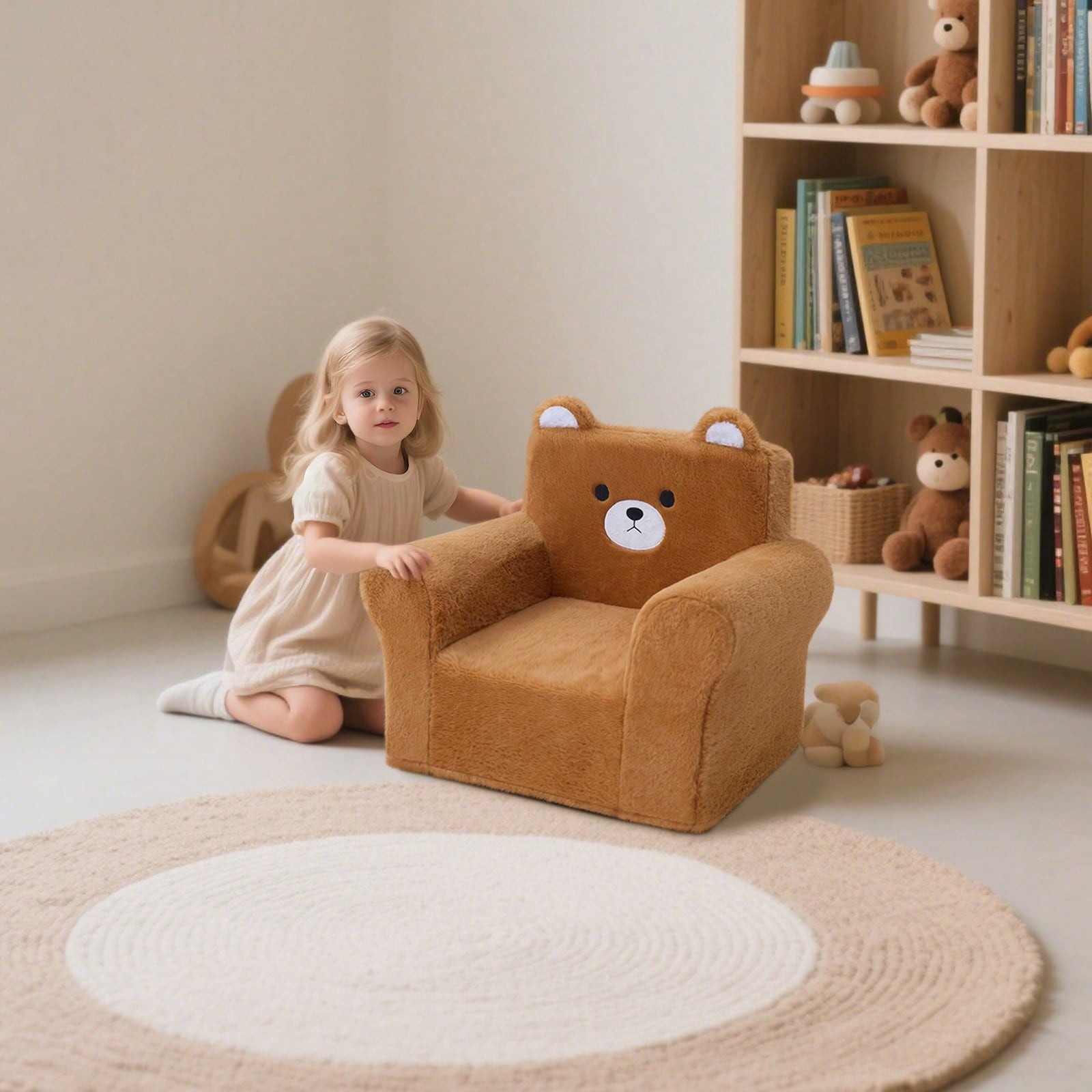 Square Toddller Chair, Comfy Foam Kids Armchair With Reading -Zenga